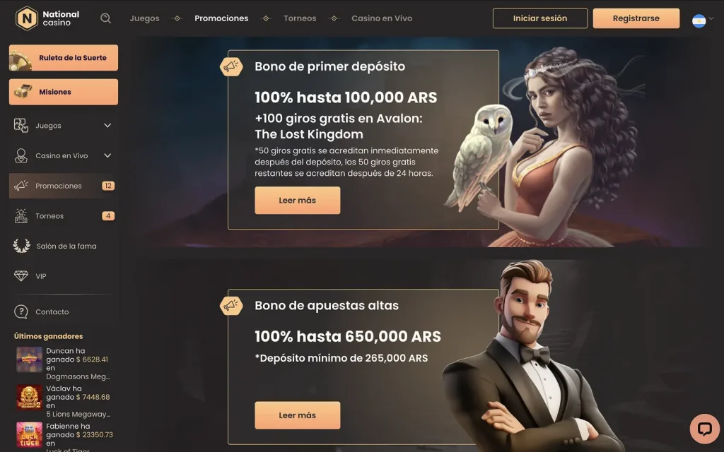Bonos en National Casino Argentina